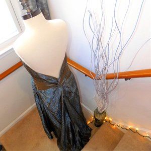 LAUNDRY By Shelli Segal Vintage Teal Brown Paisley Gown Wedding Prom Formal 6